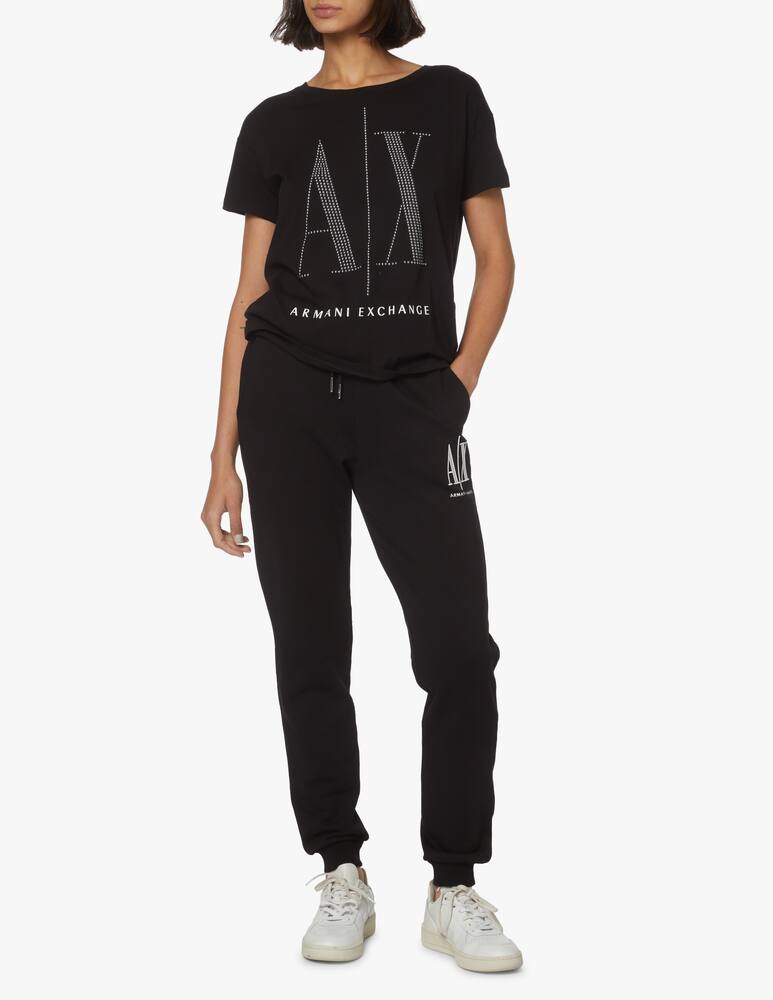 rinascente Armani Exchange Icon cotton t-shirt with studs - black
