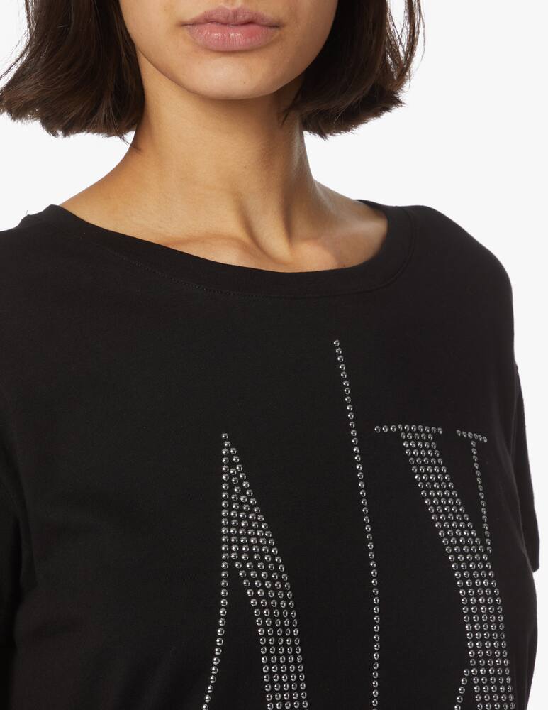 rinascente Armani Exchange Icon cotton t-shirt with studs - black