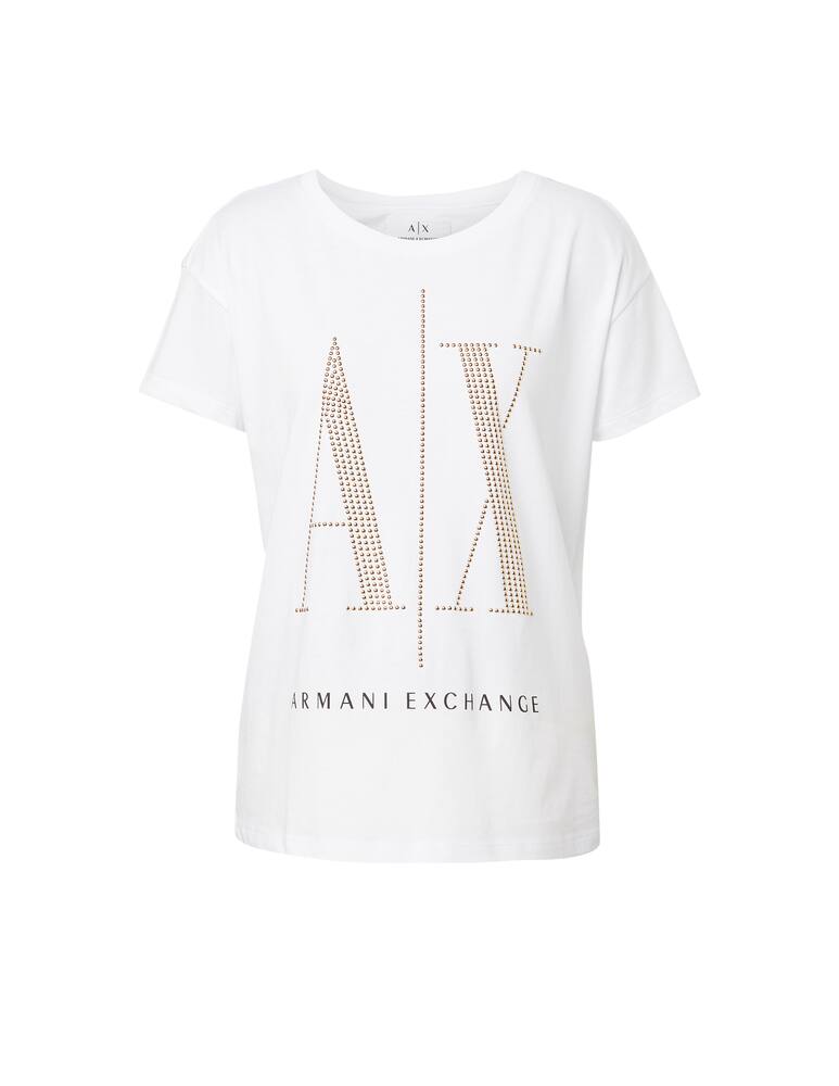 rinascente Armani Exchange T-shirt in cotone con borchie Icon - bianco