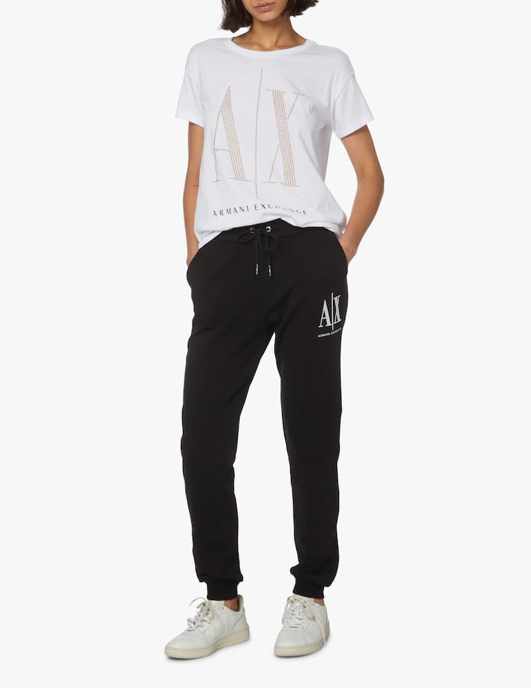 rinascente Armani Exchange T-shirt in cotone con borchie Icon - bianco