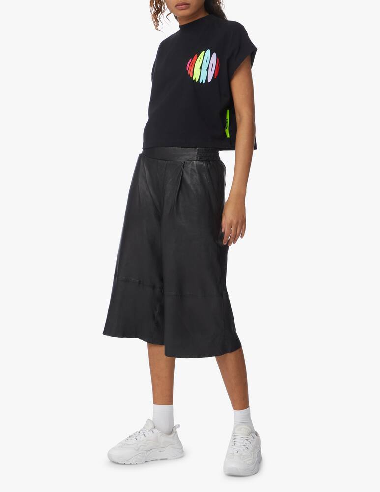 rinascente Barrow T-shirt crop in cotone Nuvole - nero