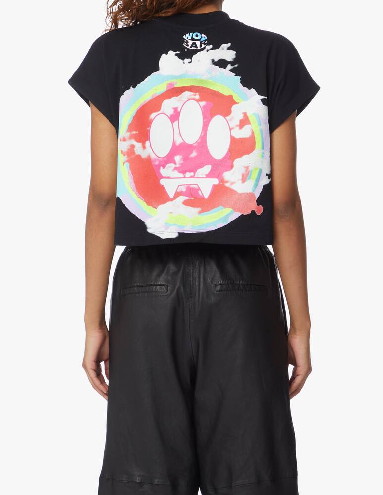 rinascente Barrow T-shirt crop in cotone Nuvole - nero