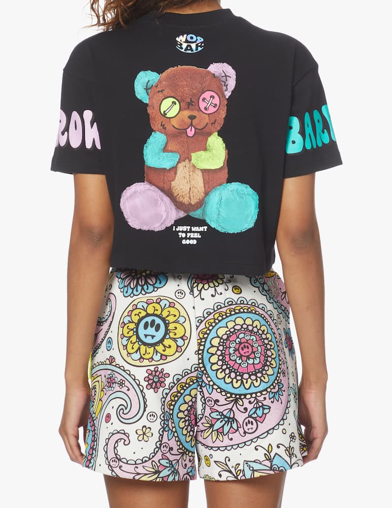 Barrow T-shirt crop in cotone Orsetto - nero - immagine 3 Barrow T-shirt crop in cotone Orsetto - nero - immagine 3