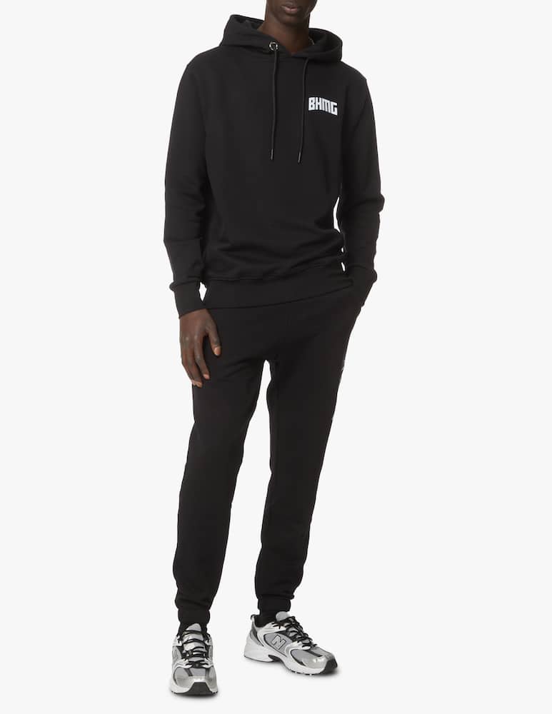 rinascente BHMG Felpa con cappuccio basic logo grande retro - nero