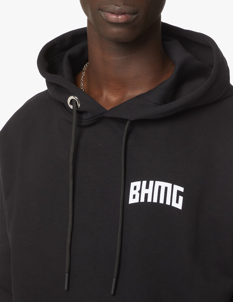 rinascente BHMG Felpa con cappuccio basic logo grande retro - nero