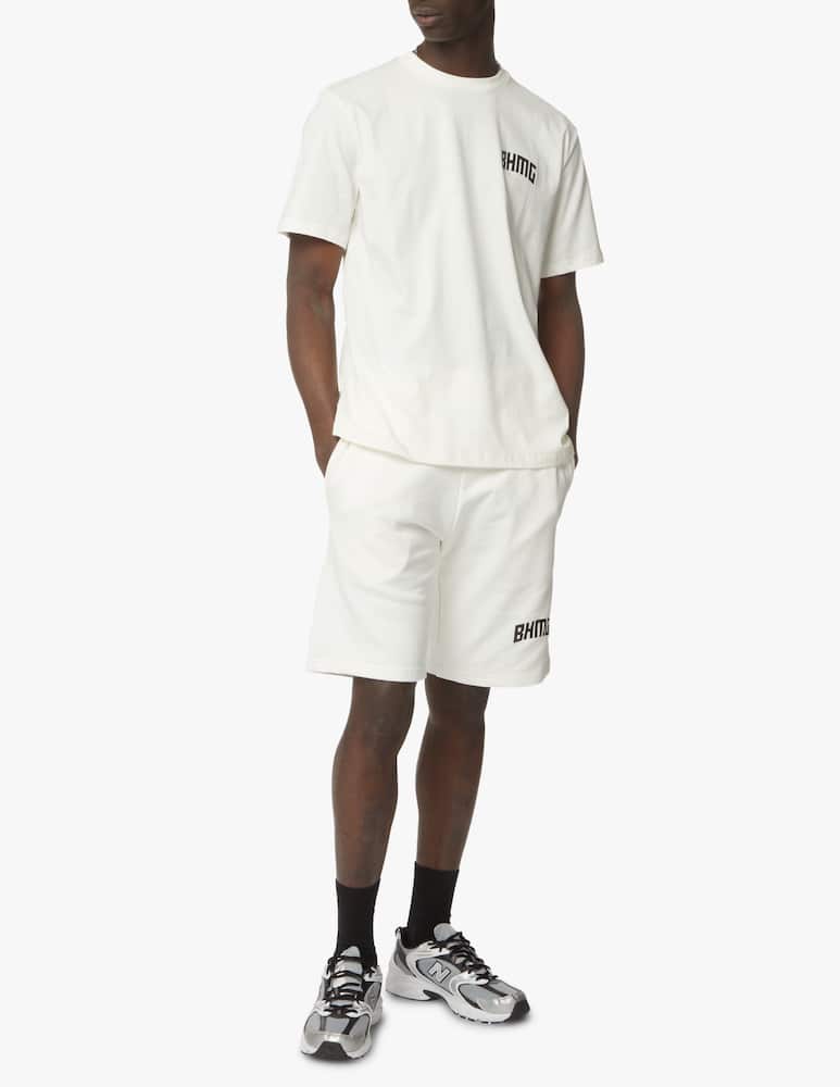 rinascente BHMG Maglietta manica corta basic logo grande retro - bianco