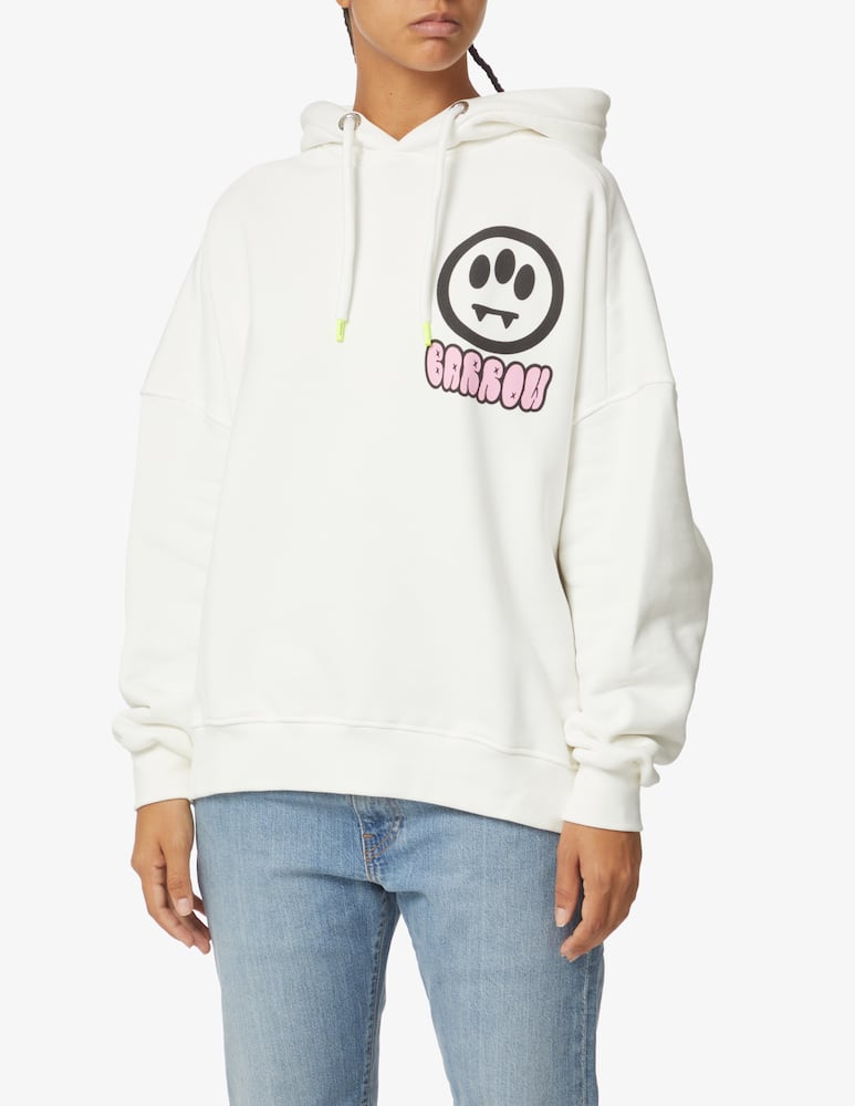 rinascente Barrow Felpa in cotone con cappucio e fungo sul retro - Bianco