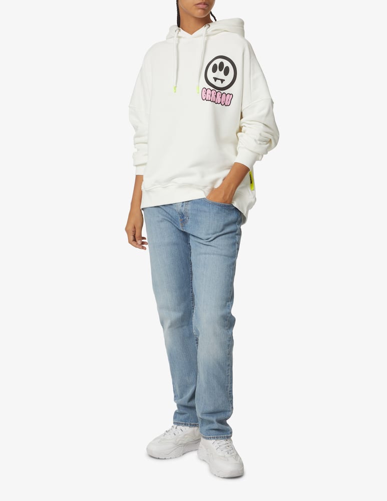 rinascente Barrow Felpa in cotone con cappucio e fungo sul retro - Bianco