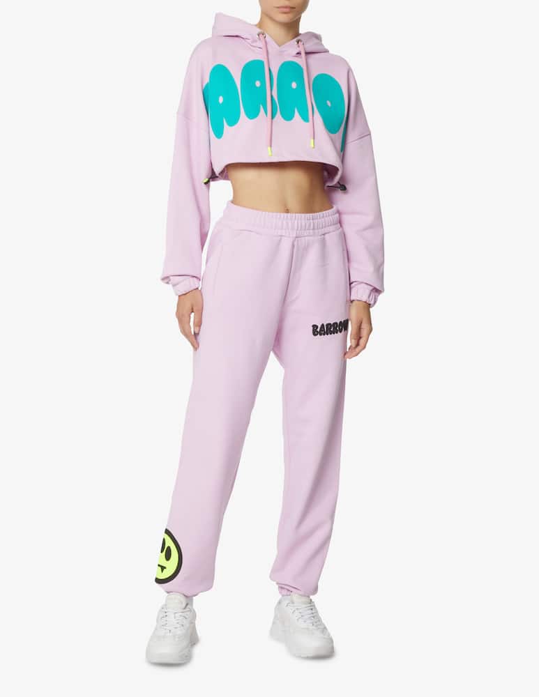 rinascente Barrow Basic cotton crop hoodie - Pink