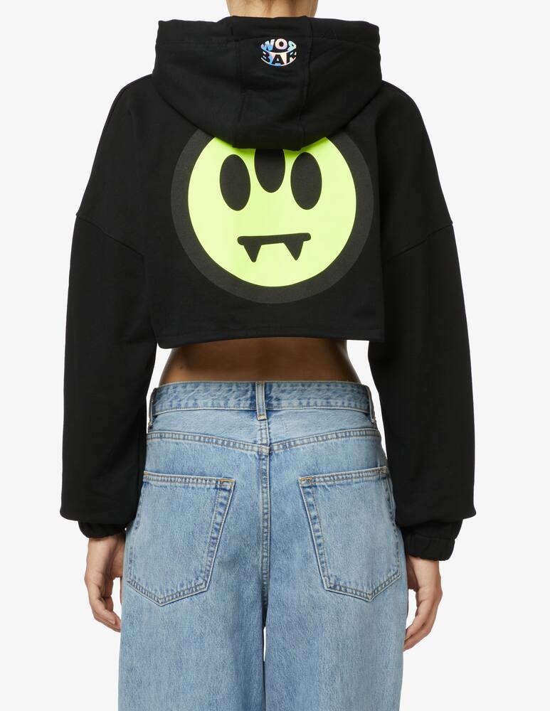 rinascente Barrow Felpa crop in cotone con cappuccio Basic - Nero