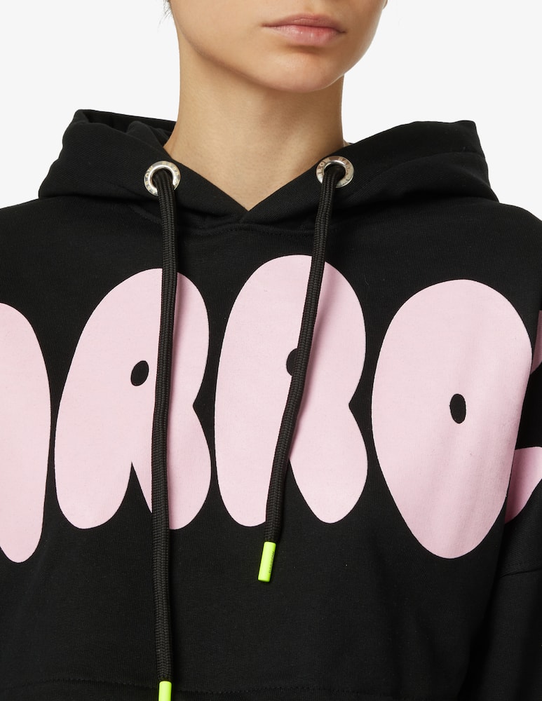 rinascente Barrow Felpa crop in cotone con cappuccio Basic - Nero