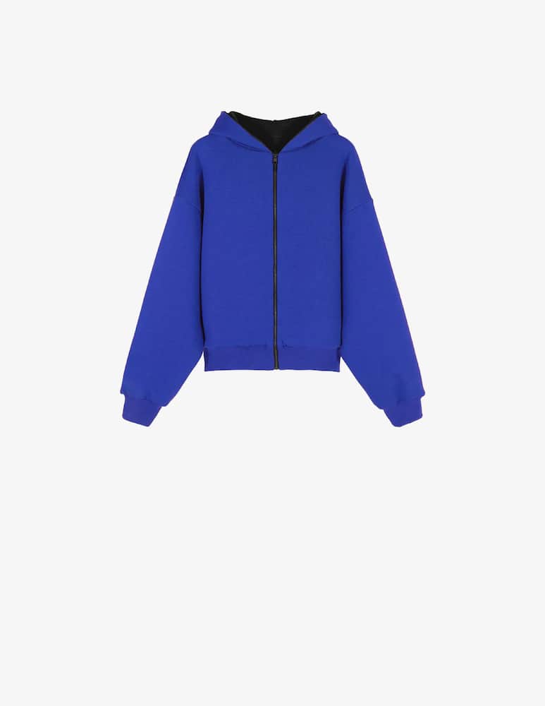 rinascente Garment Workshop Felpa con cappuccio doppio strato bicolor con cerniera