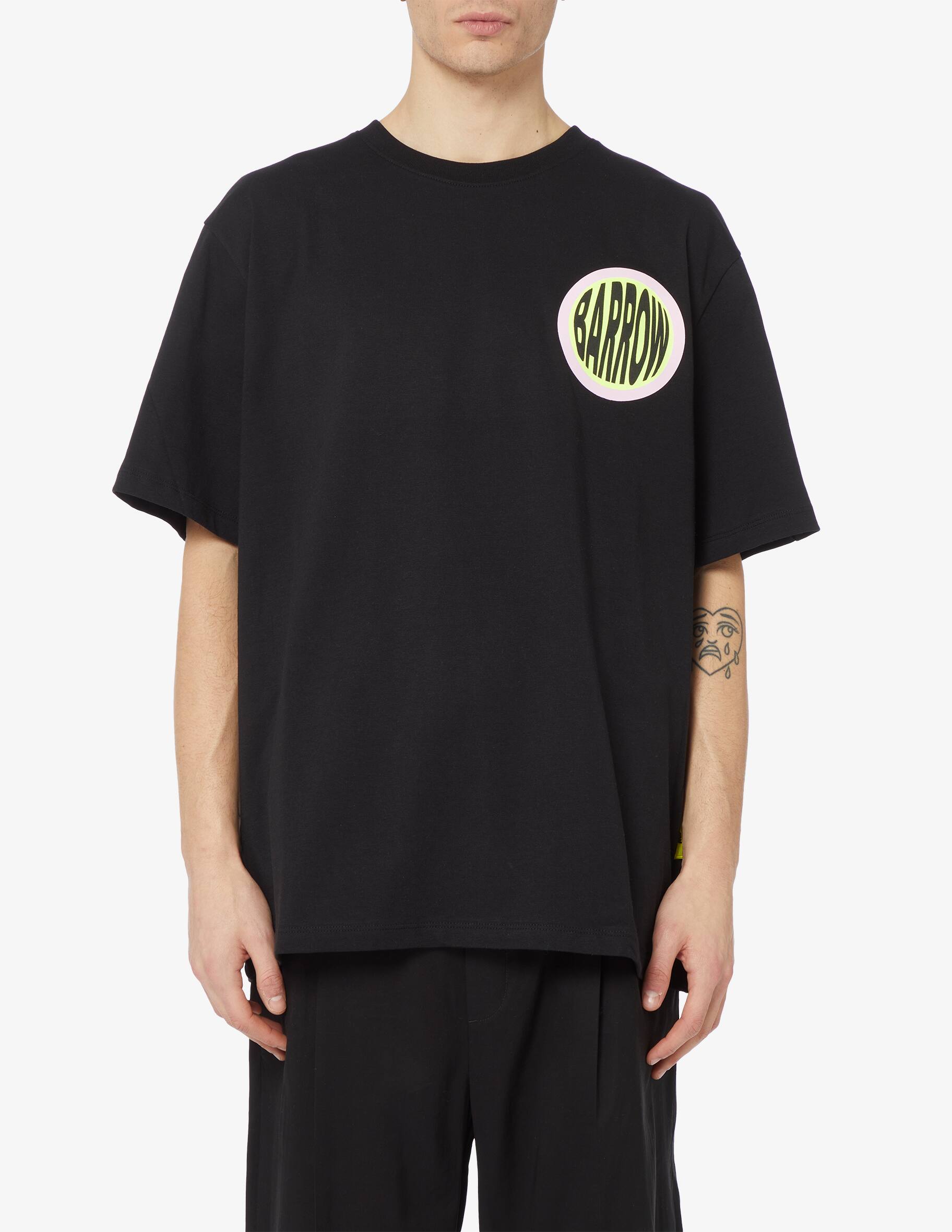 Barrow Maglia nera girocollo in cotone con logo F5BKJUJP125