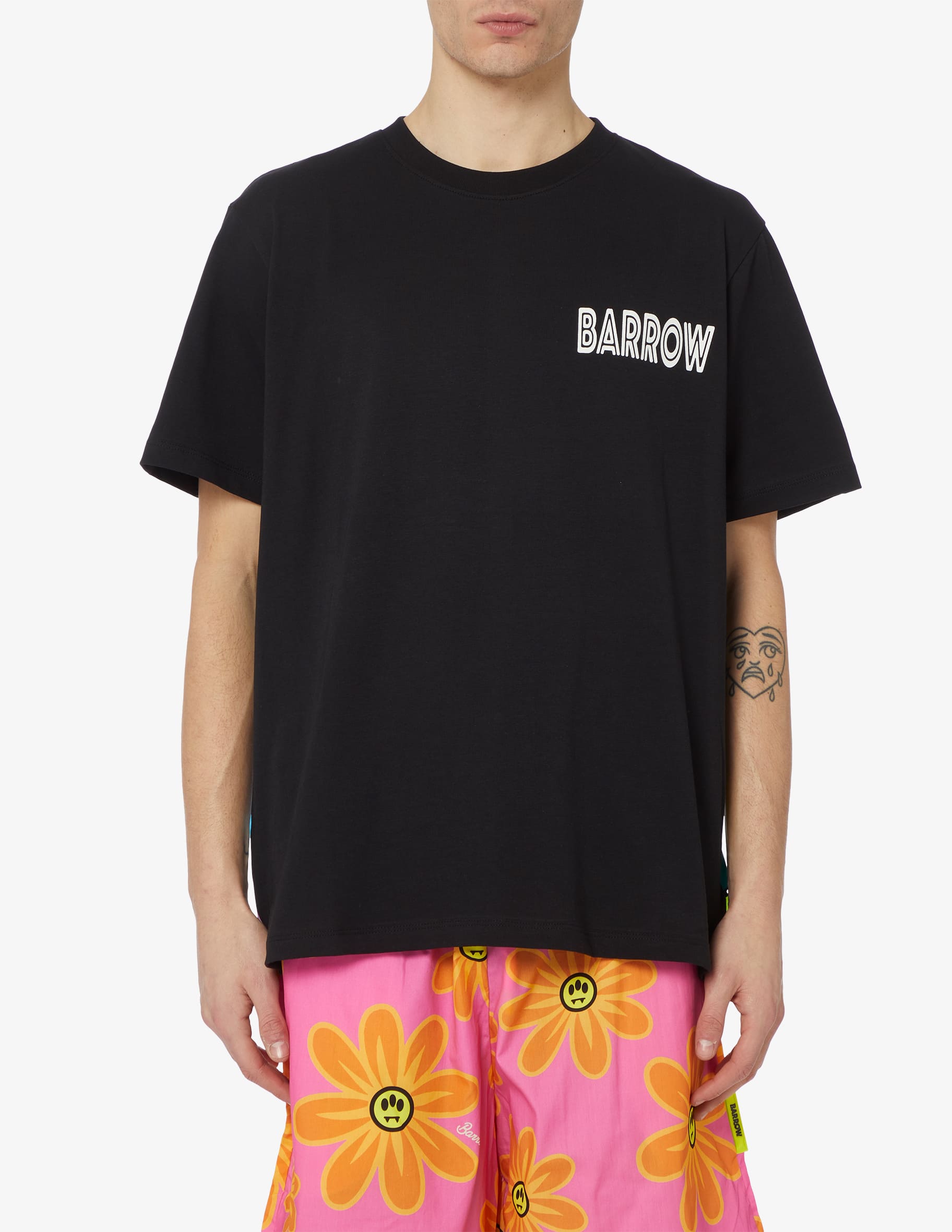 Barrow T-shirt Cropped Nera Con Smile E Logo S6BKJGTH099-110