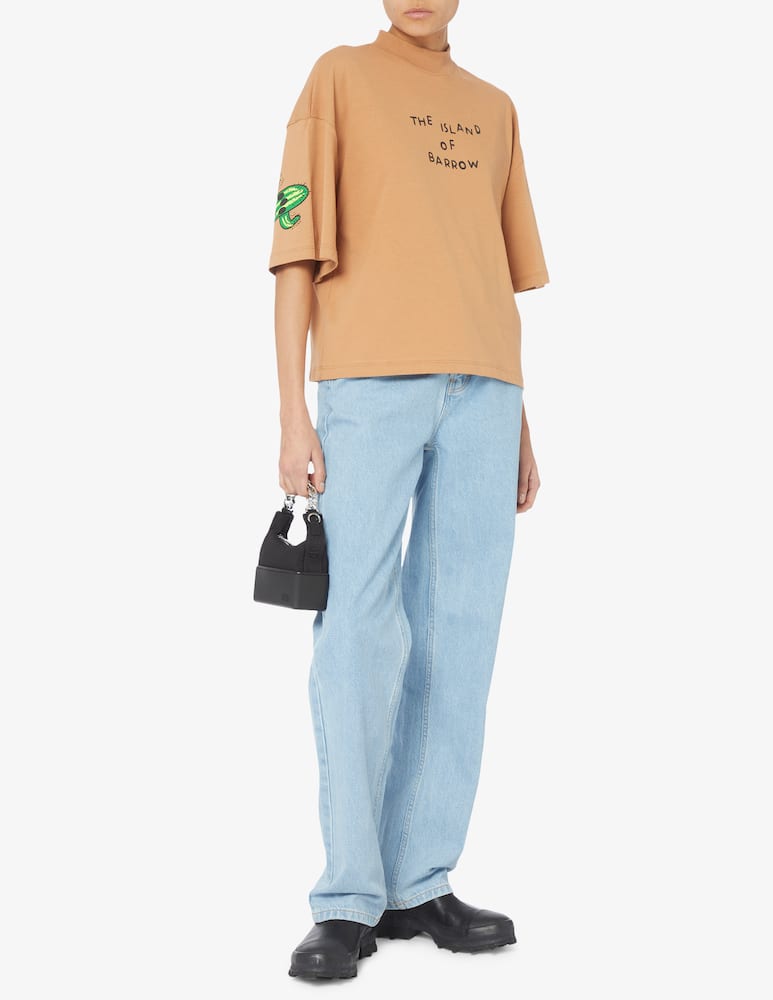 Barrow T-shirt cropped logo fiore - Beige - immagine 2