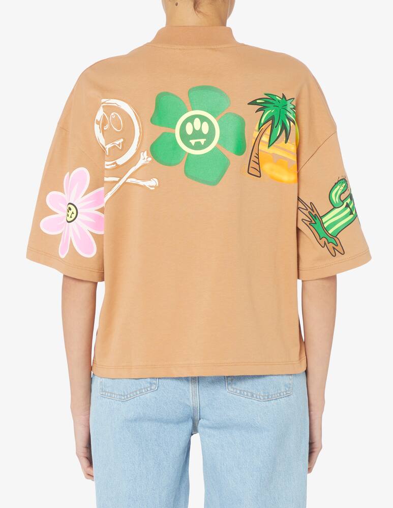 rinascente Barrow T-shirt cropped logo fiore - Beige