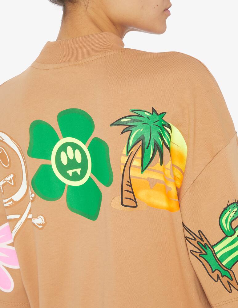 rinascente Barrow T-shirt cropped logo fiore - Beige