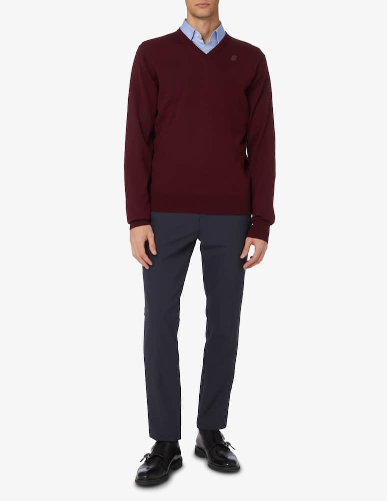 rinascente K-Way Maglia con scollo a v in lana - bordeaux