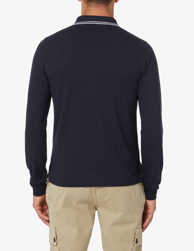 rinascente Stone Island Piquet long sleeve patch polo - Blue