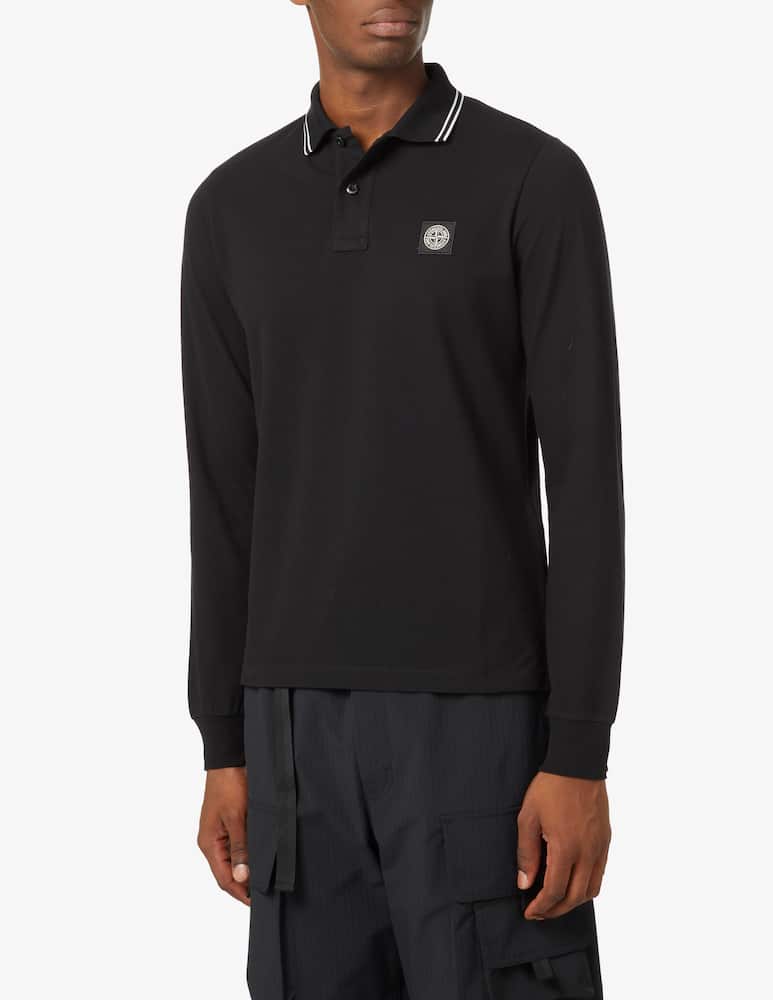 Stone Island Polo manica lunga piquet patch - Nero - immagine 1 Stone Island Polo manica lunga piquet patch - Nero - immagine 1