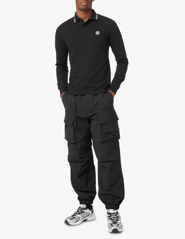 rinascente Stone Island Polo manica lunga piquet patch - Nero