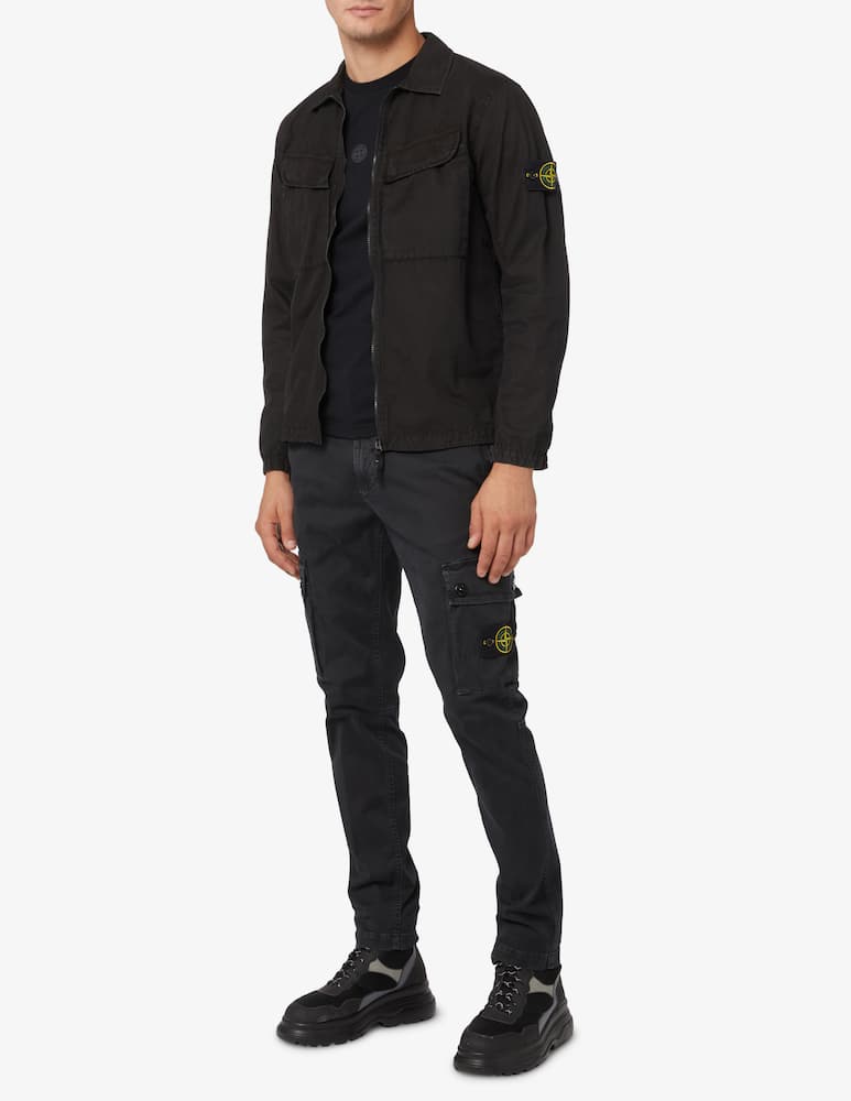 Stone Island Overshirt in brushed cotton - Black - picture 2 Stone Island Overshirt in brushed cotton - Black - picture 2