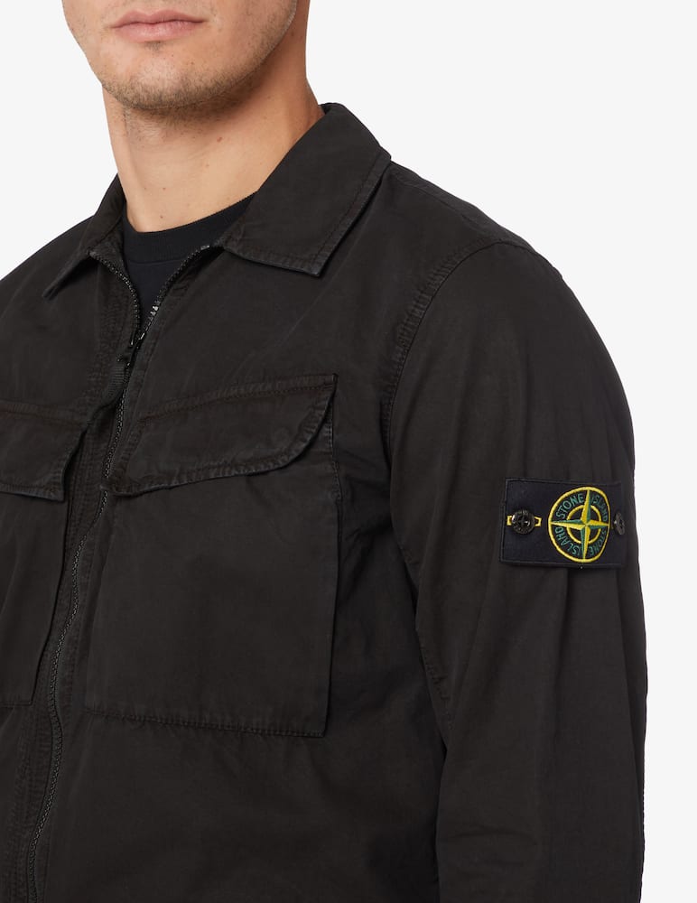 Stone Island Overshirt in brushed cotton - Black - picture 4 Stone Island Overshirt in brushed cotton - Black - picture 4