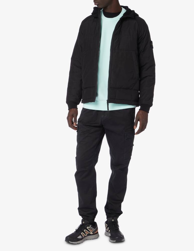 rinascente Stone Island Giacca con cappuccio in cupro con logo - Nero