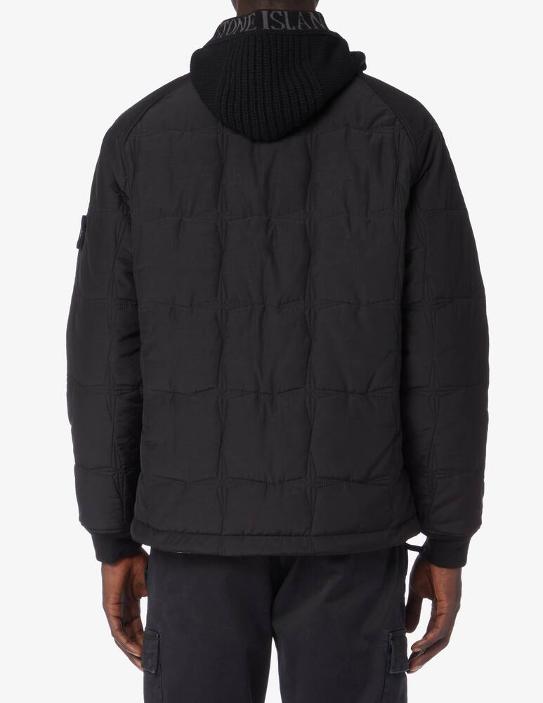 rinascente Stone Island Giacca con cappuccio in cupro con logo - Nero