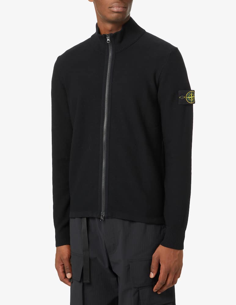 rinascente Stone Island Stretch wool fzip sweater - Black