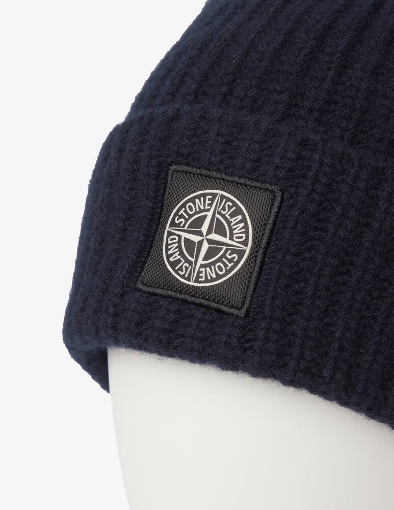 rinascente Stone Island Beanie hat in ribbed wool - Blue