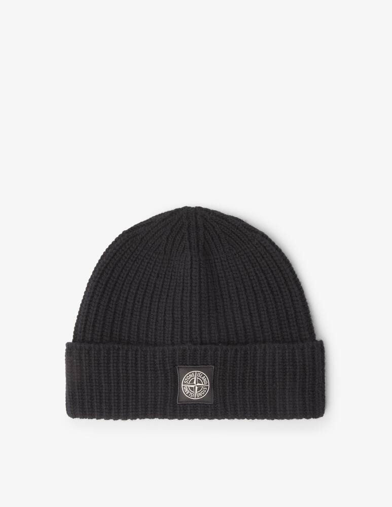 rinascente Stone Island Beanie hat in ribbed wool - Black