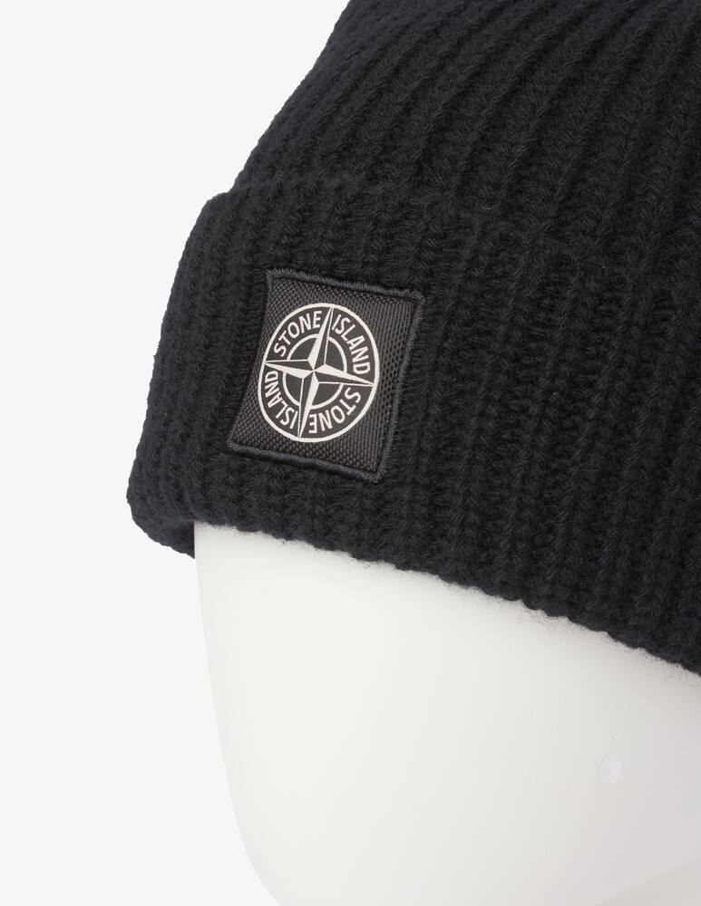 rinascente Stone Island Beanie hat in ribbed wool - Black