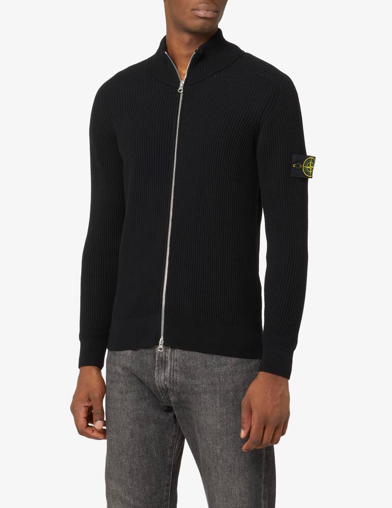 Stone Island Fzip ribbed sweater - Black - picture 1 Stone Island Fzip ribbed sweater - Black - picture 1