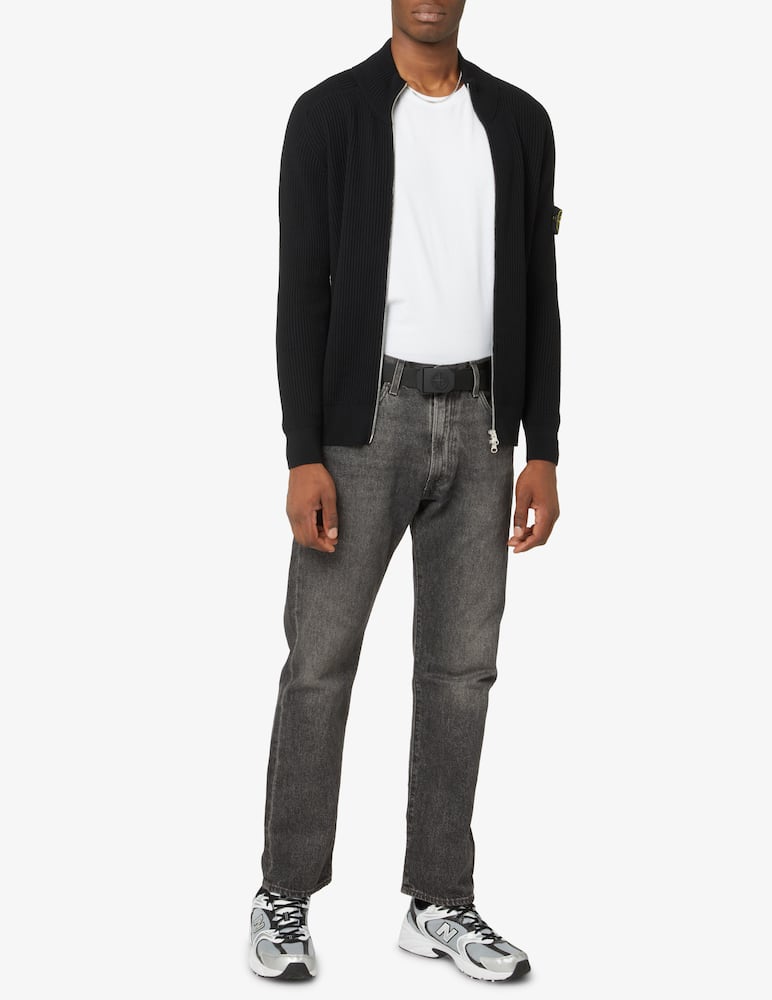 rinascente Stone Island Fzip ribbed sweater - Black