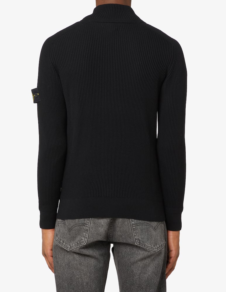rinascente Stone Island Fzip ribbed sweater - Black