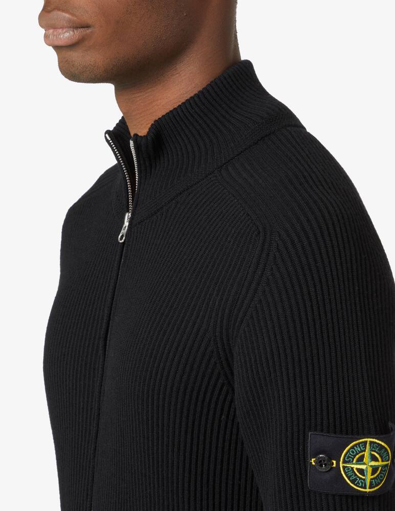 rinascente Stone Island Fzip ribbed sweater - Black