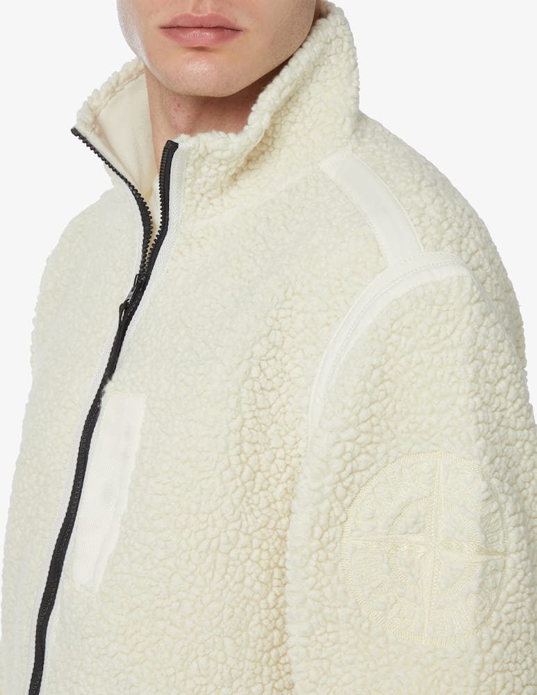 rinascente Stone Island Teddy fzip logo sweater - White