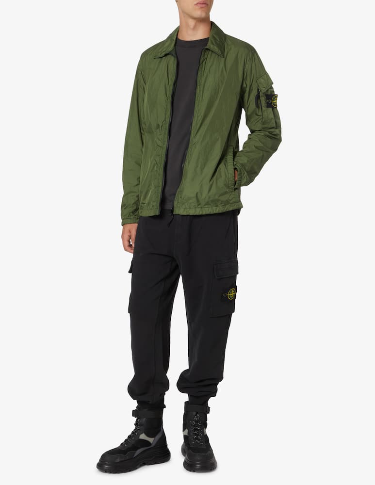 rinascente Stone Island Camicia overshirt zip crinkle - Verde