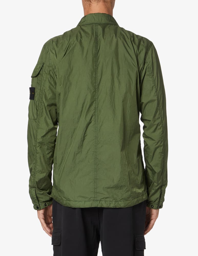 rinascente Stone Island Camicia overshirt zip crinkle - Verde