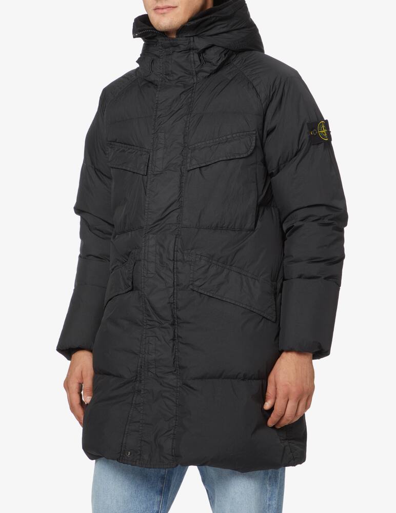 Stone Island Long crinkle down jacket - Black - picture 1 Stone Island Long crinkle down jacket - Black - picture 1