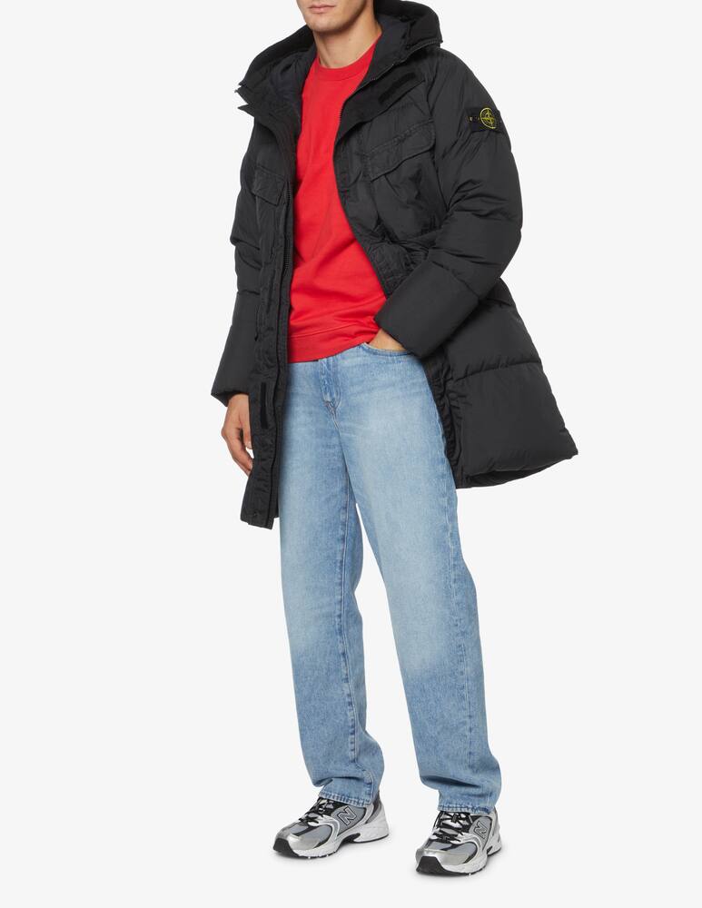 rinascente Stone Island Long crinkle down jacket - Black