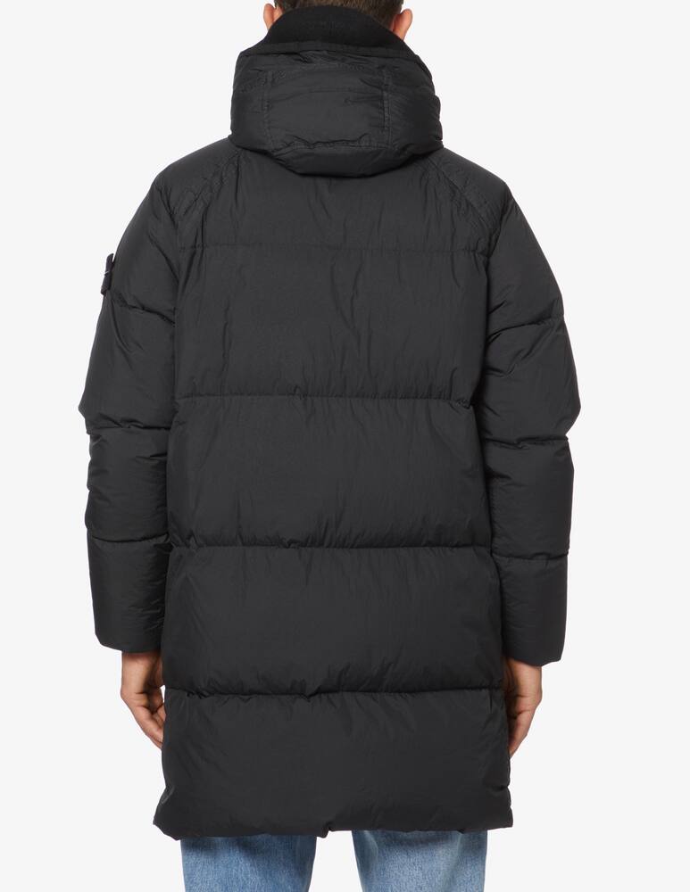 rinascente Stone Island Long crinkle down jacket - Black