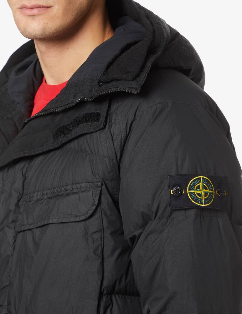 rinascente Stone Island Long crinkle down jacket - Black