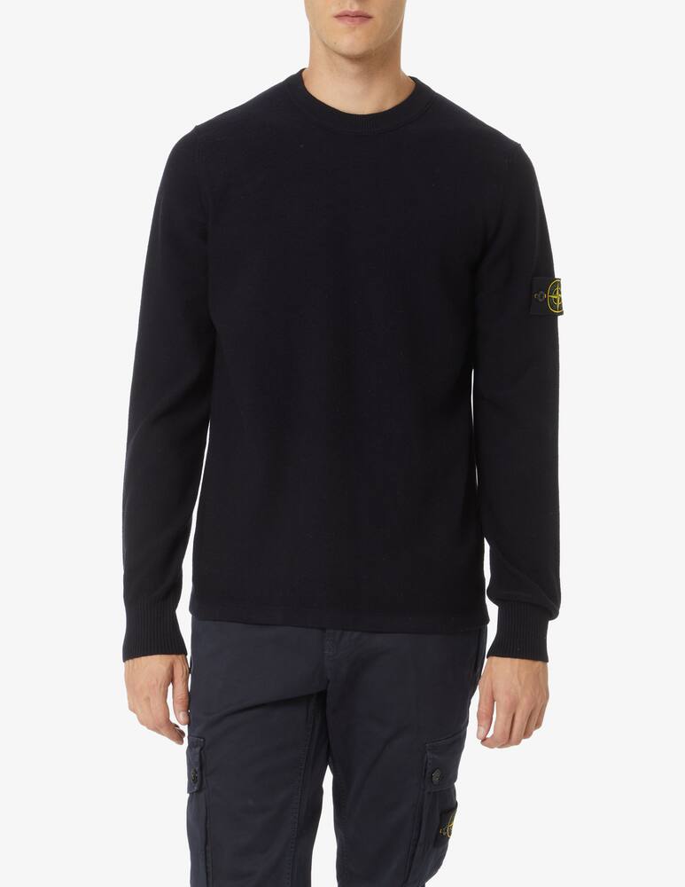rinascente Stone Island Maglia girocollo in lana stretch - Nero