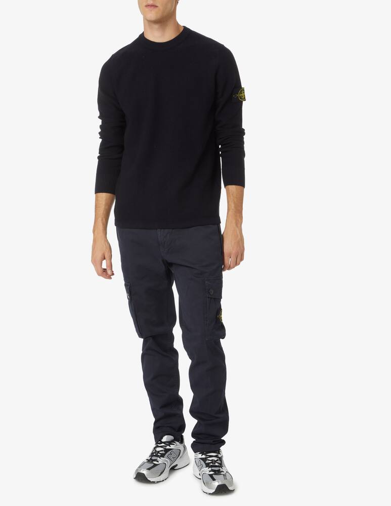 rinascente Stone Island Maglia girocollo in lana stretch - Nero