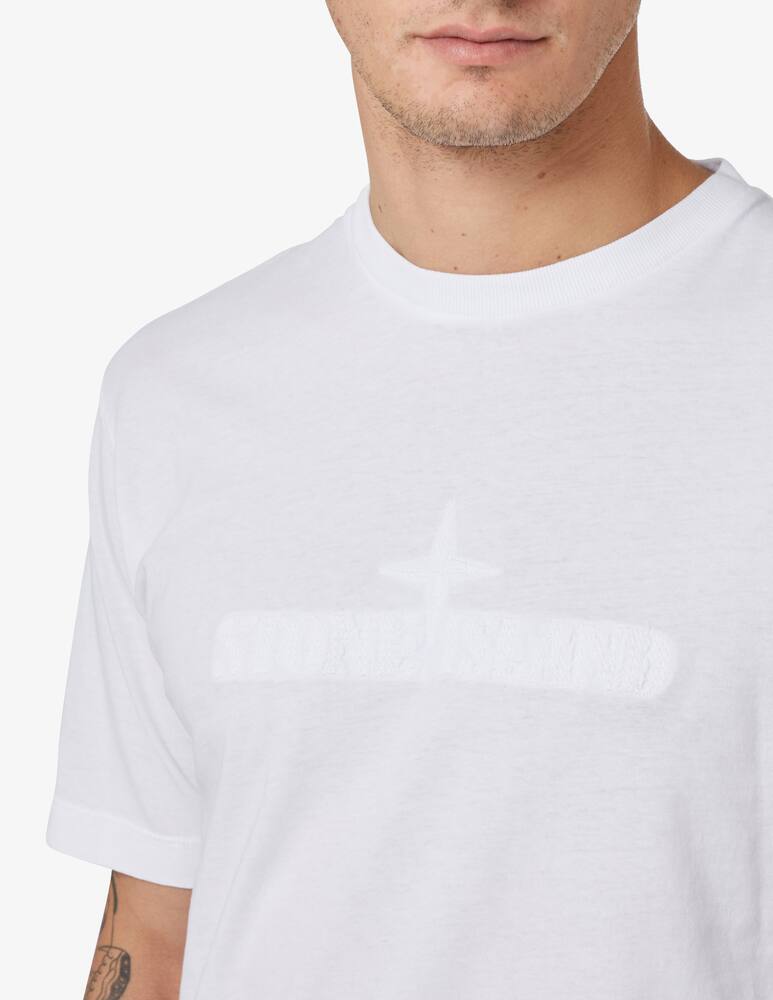 rinascente Stone Island Maglietta manica logo ricamato - Bianco