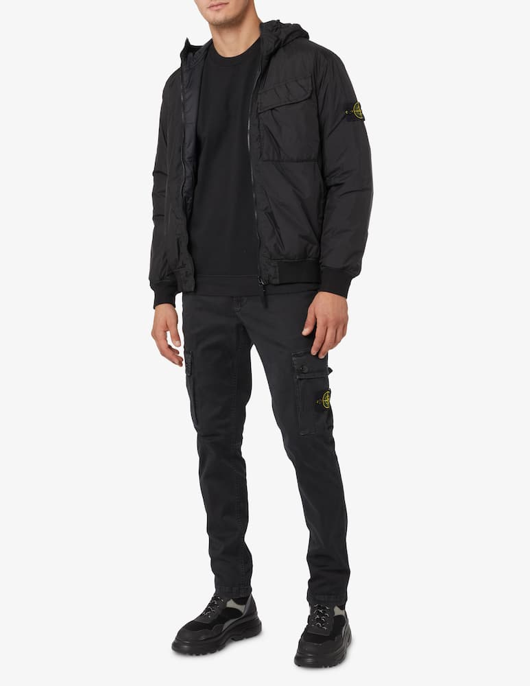 rinascente Stone Island Giacca bomber crinkle con cappuccio  - Nero