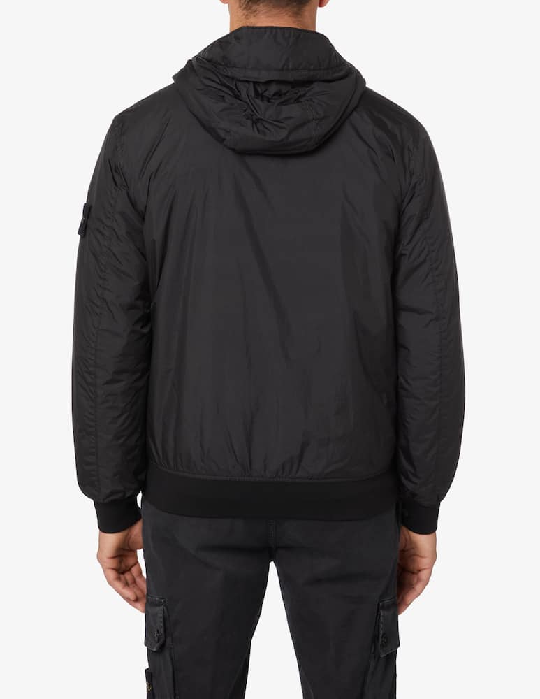 rinascente Stone Island Giacca bomber crinkle con cappuccio  - Nero