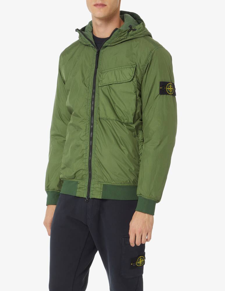 Stone Island Giacca bomber crinkle con cappuccio - Verde - immagine 1 Stone Island Giacca bomber crinkle con cappuccio - Verde - immagine 1